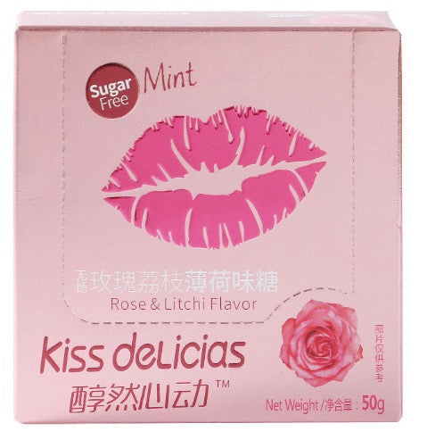KISS DELICIAS – CARAMELLE ALLA MENTA GUSTO ROSA E LITCHI – 50 G