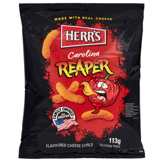 HERR’S CAROLINA REAPER CHEESE CURLS 113G – SNACK AL FORMAGGIO ULTRA PICCANTE