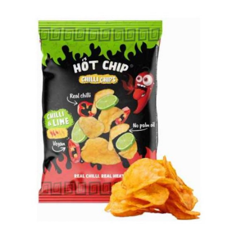 HOT CHIP HOT CHILLI STRIPS PATATINE AL GUSTO DI PEPERONCINO E LIME VEGANE 80G