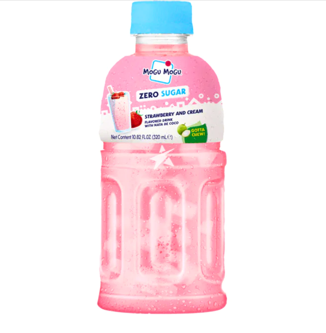 MOGUMOGU-BEVANDA ANALCOLICA AL GUSTO DI PANNA ALLA FRAGOLA 0 ZUCCHERI CON NATA DE COCCO 320ML