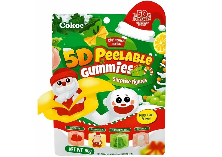 CARAMELLE GOMMOSE SBUCCIABILI MIX DI GUSTI TEMA NATALE IDEALI PER XMAST 60G