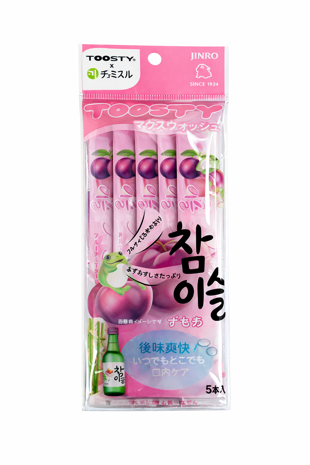 TOOSTY X JINRO MOUTHWASH STICK PRUGNA – COLLUTORIO MONODOSE AROMA PRUGNA 5 PEZZI