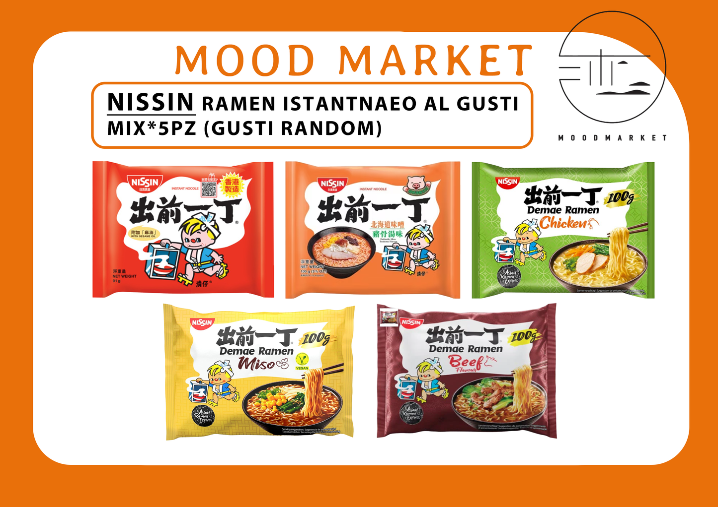 NISSIN RAMEN ISTANTANEO MIX 5PZ – GUSTI RANDOM 5*100G