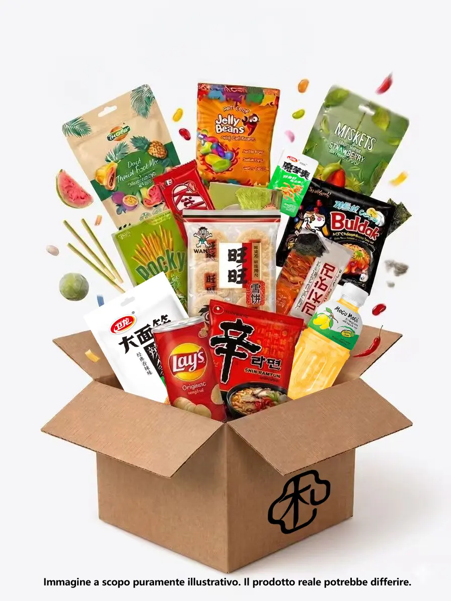 BOX MIX PRODOTTI VIRALI – MYSTERY BOX DI SNACK ASIATICI DOLCI E SALATI CON RAMEN E BEVANDE – VALORE MINIMO 30€ Mood Market