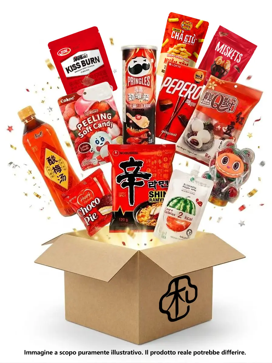 RED BOX DOLCE PICCANTE – MYSTERY BOX DI SNACK ASIATICI PICCANTI & DOLCI – VALORE MINIMO 22€ Mood Market