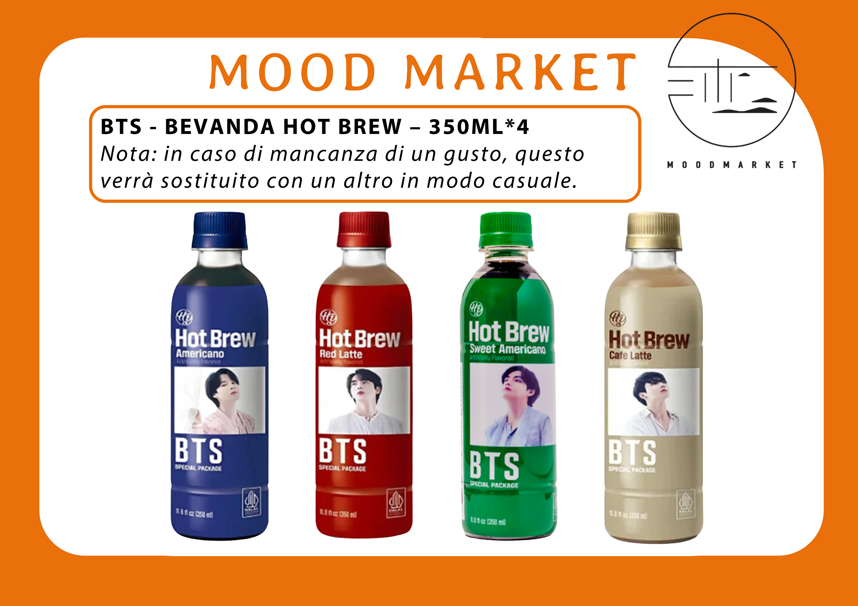 BTS HOT BREW MIX BOX 4 X 350ML – CAFFÈ COREANO RTD ASSORTITO CON PACKAGING BTS