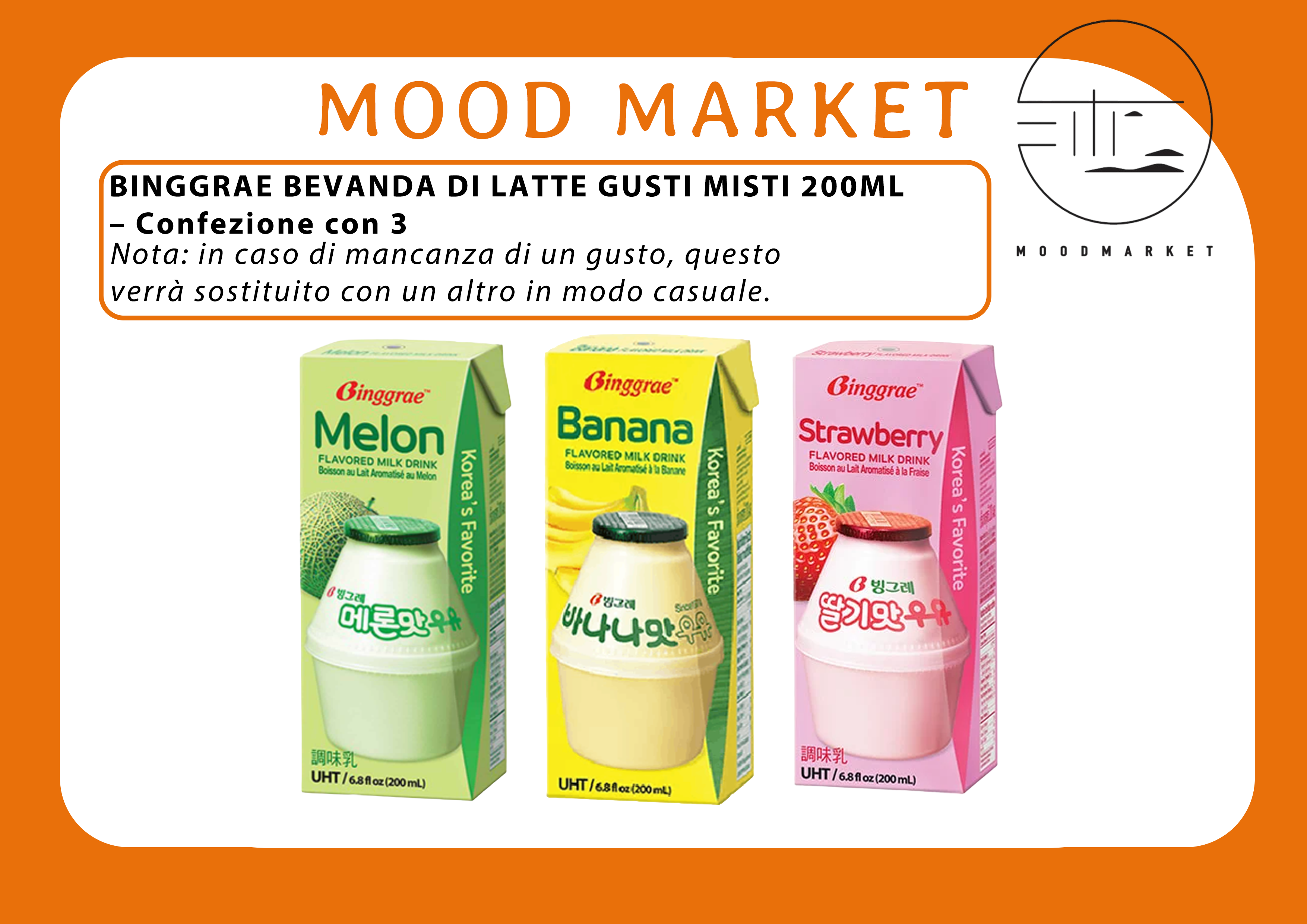 BINGGRAE BEVANDE AL LATTE GUSTI MISTI 3 x 200ML – CONFEZIONE ASSORTITA COREANA