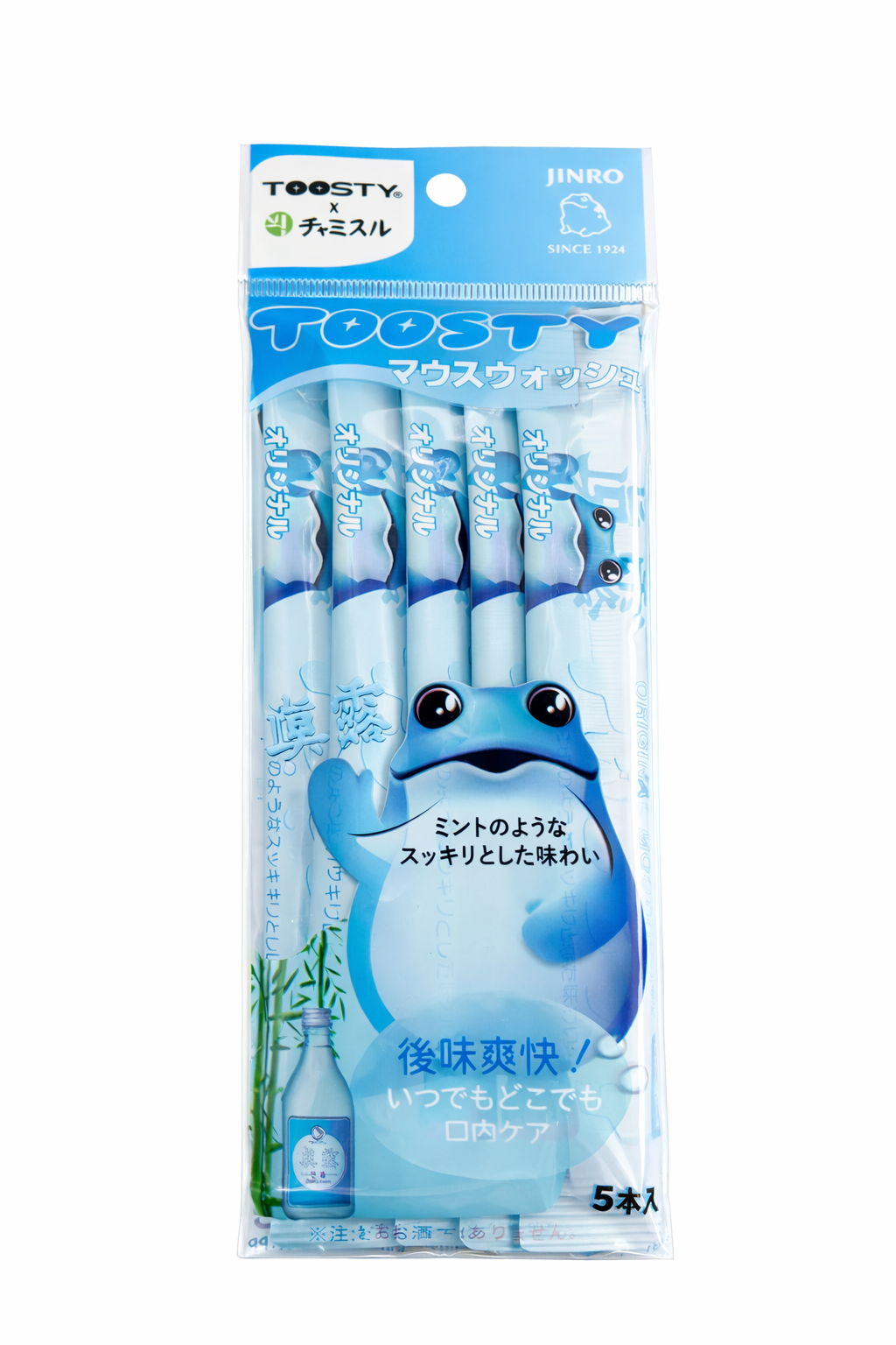 TOOSTY X JINRO MOUTHWASH STICK MENTA – COLLUTORIO MONODOSE RINFRESCANTE 5 PEZZI