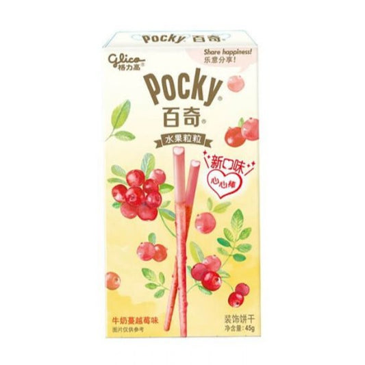 POCKY STIKS CON CREMA DI MIRTILLO ROSSO E LATTE - GLICO -45 G