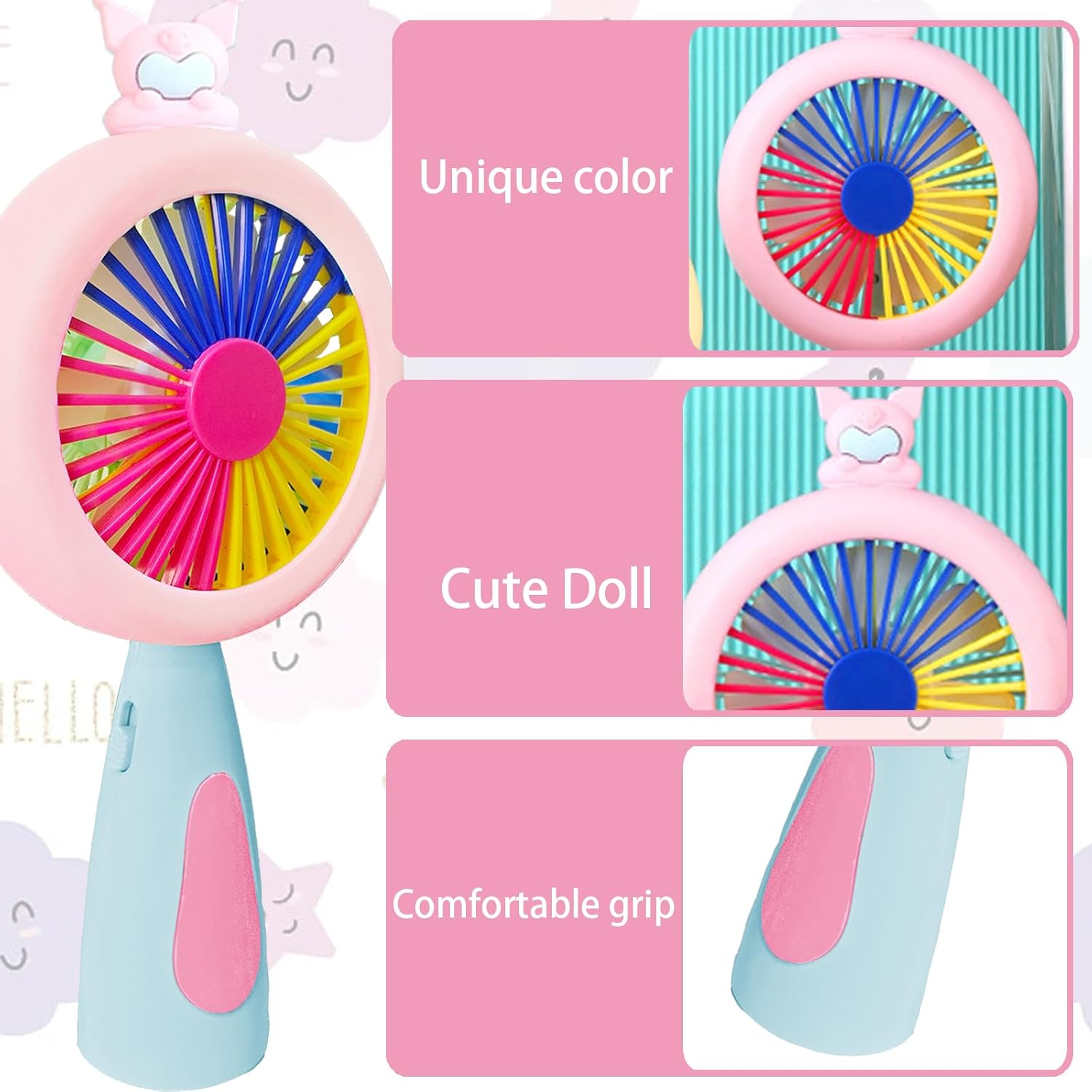 MINI FANS - VENTILATORE PORTATILE USB CON LUCI LED