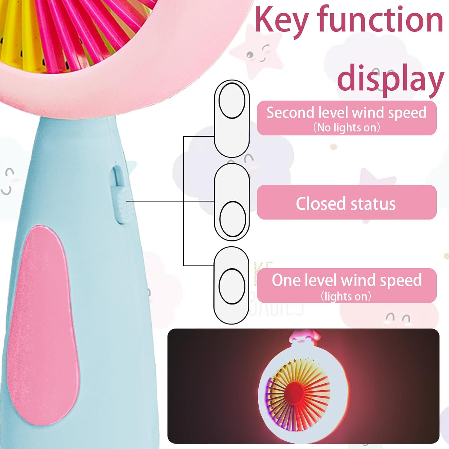 MINI FANS - VENTILATORE PORTATILE USB CON LUCI LED