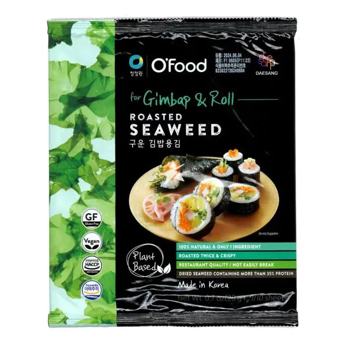 ALGA NORI PER SUSHI E GIMBAP COREANO 20G 10 FOGLI O'Food