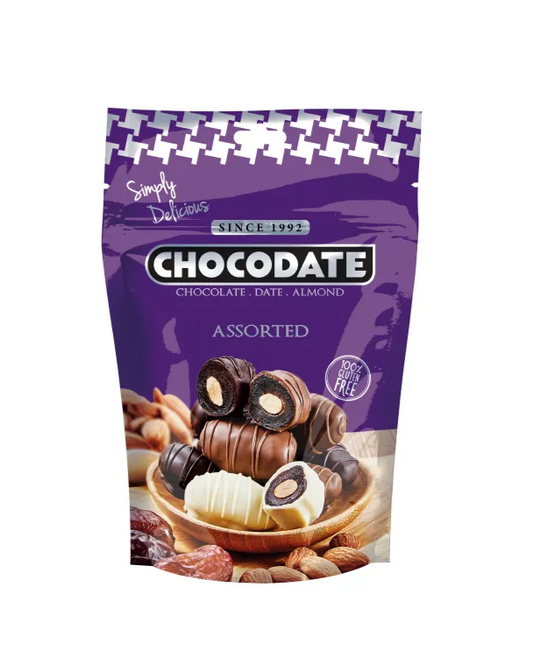 DATTERI RIPIENI AL CIOCCOLATO CON MANDORLE GUSTI ASSORTITI 90G