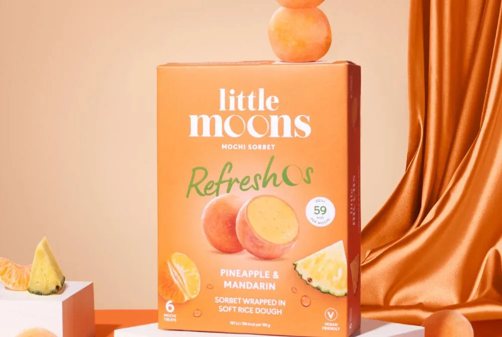 LITTLE MOONS - mochi gelato senza glutine al gusto di ananas e mandarino - 192g(PRODOTTO SURGELATO SPEDIZIONE SOLO MILANO)