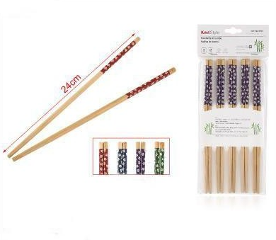 BACCHETTE IN BAMBOO DECORATE - 5 PAIA - 24CM