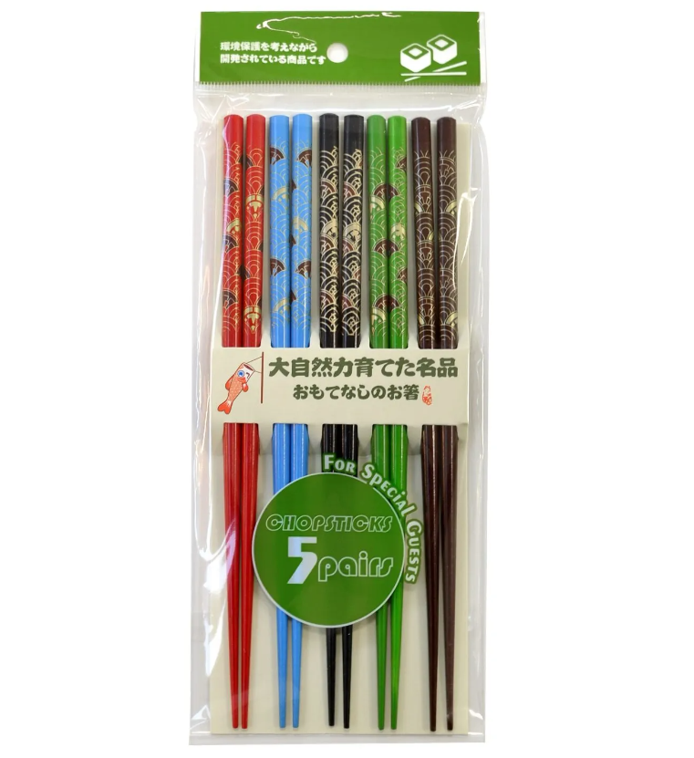 BACCHETTE GIAPPONESI DECORATE - 5 PAIA - 22,5CM