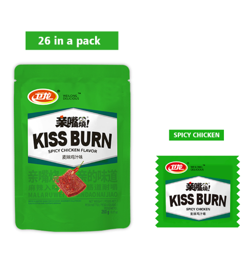 WEILONG KISS BURN SNACK A FETTE AL GUSTO DI POLLO PICCANTE 260G