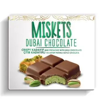 MISKETS – DUBAI CHOCOLATE CON KADAYIF CROCCANTE E PISTACCHIO – 100G