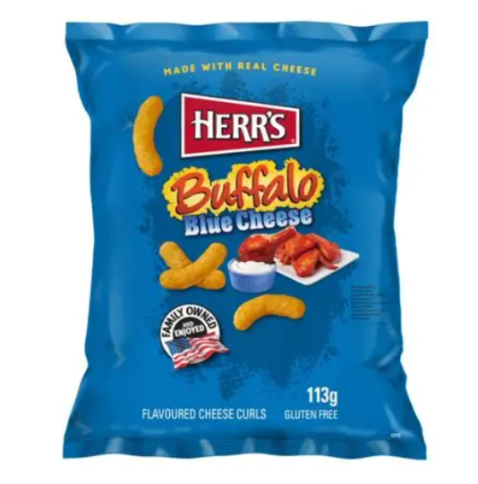 HERR’S BUFFALO BLUE CHEESE CURLS 113G – SNACK AL FORMAGGIO GUSTO BUFFALO & BLUE CHEESE