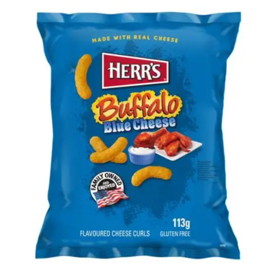 HERR’S BUFFALO BLUE CHEESE CURLS 113G – SNACK AL FORMAGGIO GUSTO BUFFALO & BLUE CHEESE