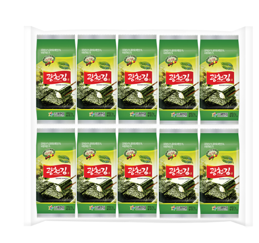 GWANGCHEON ALGA NORI SNACK COREANA CROCCANTE – MINI PACK MONODOSE 50G 10 PACCHETTI