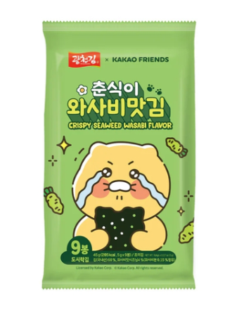 GWANGCHEON x KAKAO FRIENDS CRISPY SEAWEED WASABI FLAVOR – ALGA NORI CROCCANTE COREANA 3 BUSTINE 15G