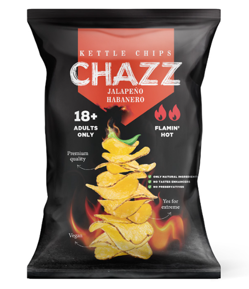 CHAZZ KETTLE CHIPS JALAPEÑO HABANERO – PATATINE CROCCANTI SUPER PICCANTI 90G