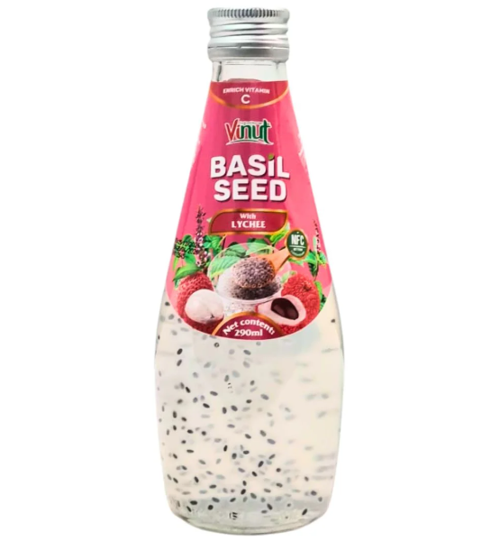 VINUT BASIL SEED DRINK LYCHEE – BEVANDA CON SEMI DI BASILICO AL GUSTO LITCHI 290ML