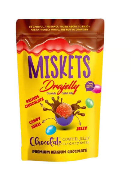 MISKETS DRAGELLY CIOCCOLATO E GELATINA – CONFETTI RIPIENI DI JELLY 120G