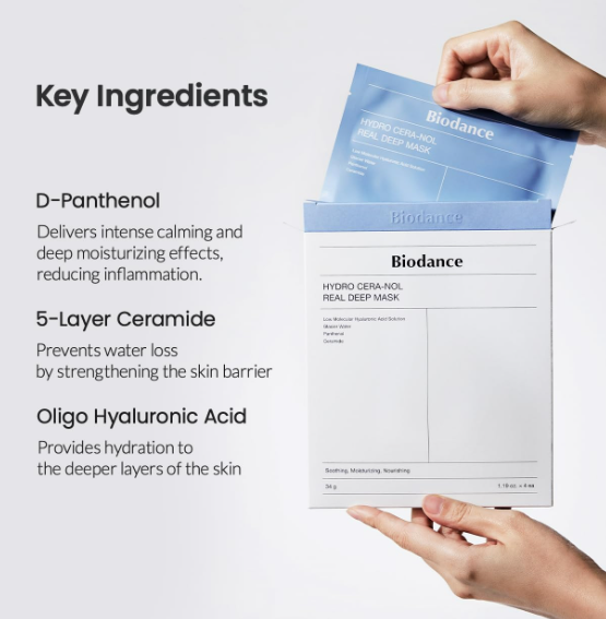 BIODANCE HYDRO CERA-NOL REAL DEEP MASK – MASCHERA VISO IDRATANTE E LENITIVA CON CERAMIDI E PANTENOLO 34G