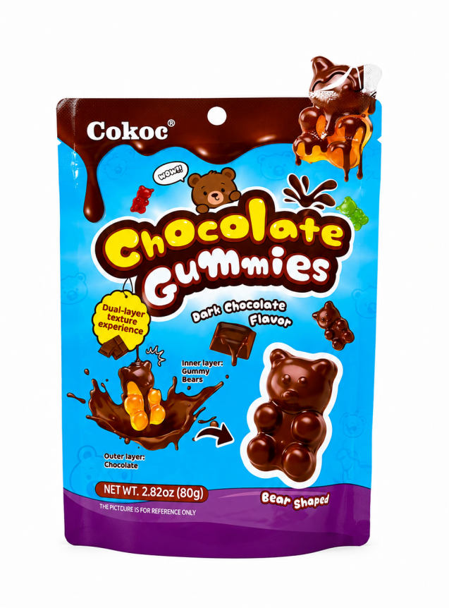 COKOC CHOCOLATE GUMMIES DARK CHOCOLATE FLAVOR – CARAMELLE GOMMOSE RICOPERTE DI CIOCCOLATO A FORMA DI ORSETTO 80G