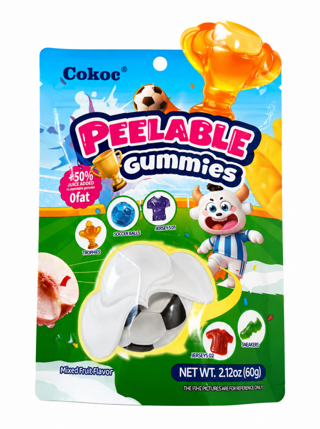 COKOC PEELABLE GUMMIES SOCCER BALL – CARAMELLE GOMMOSE PELABILI A FORMA DI PALLONE DA CALCIO MIXED FRUIT 60G