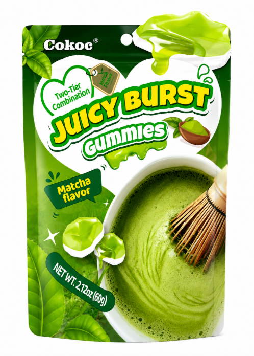 COKOC JUICY BURST GUMMIES MATCHA FLAVOR – CARAMELLE GOMMOSE RIPIENE AL TÈ MATCHA 60G
