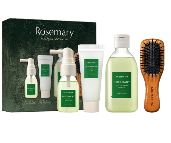 AROMATICA ROSEMARY SCALP SCALING TRIAL KIT – KIT TRATTAMENTO CUOIO CAPELLUTO AL ROSMARINO CON SHAMPOO, TONICO E SPAZZOLA