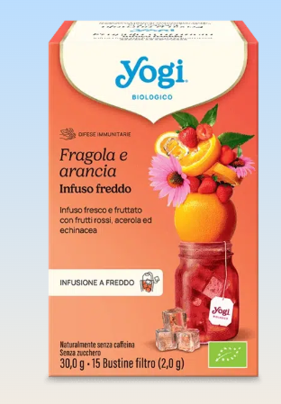 YOGI TEA FRAGOLA E ARANCIA INFUSO FREDDO BIOLOGICO 30G – TISANA A FREDDO CON FRUTTI ROSSI ED ECHINACEA