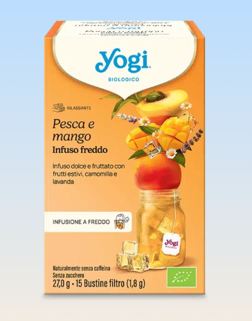 YOGI TEA PESCA E MANGO INFUSO FREDDO BIOLOGICO 27G – TISANA A FREDDO CON CAMOMILLA E LAVANDA