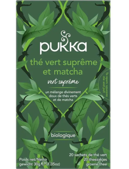 PUKKA TÈ VERDE SUPRÊME E MATCHA BIOLOGICO 30G – TÈ VERDE BIO CON MATCHA