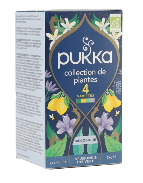 PUKKA COLLECTION DE PLANTES 4 VARIÉTÉS BIO – ASSORTIMENTO DI TISANE E TÈ VERDE BIOLOGICI 20 FILTRI 29G