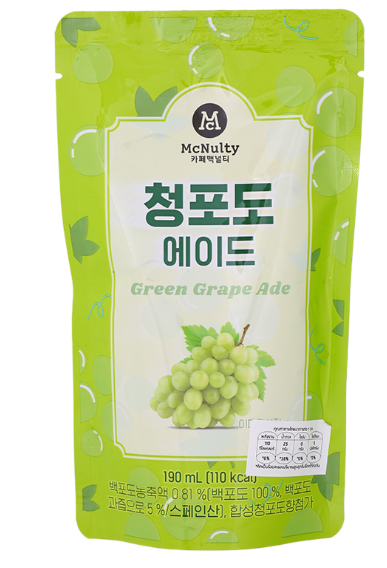 MCNULTY GREEN GRAPE ADE – BEVANDA COREANA ALL'UVA VERDE 190ML