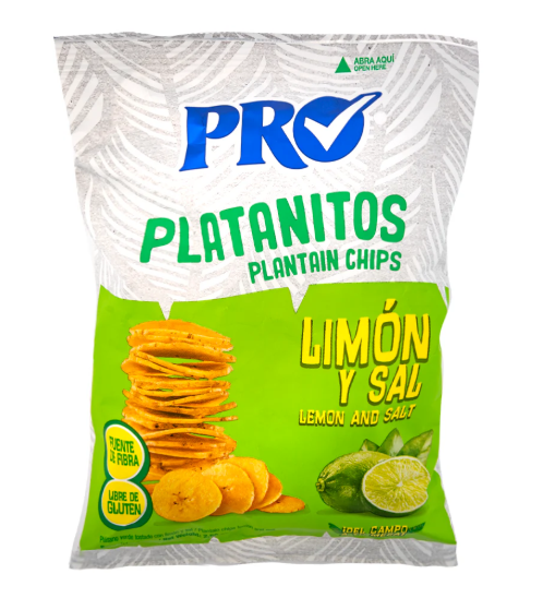 PRO PLATANITOS LIMÓN Y SAL – CHIPS DI BANANA PLANTAIN AL LIMONE E SALE 70,9G