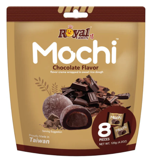 ROYAL FAMILY MOCHI AL CIOCCOLATO 120G – DOLCETTI GIAPPONESI DI RISO GLUTINOSO RIPIENI AL GUSTO CIOCCOLATO