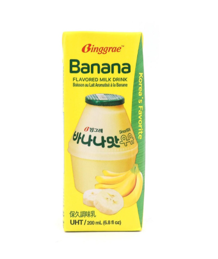 BINGGRAE BANANA FLAVORED MILK DRINK 200ML – BEVANDA AL LATTE GUSTO BANANA COREANA