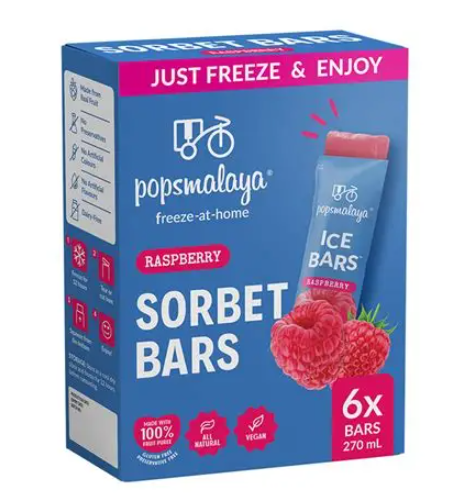POPSMALAYA SORBET BARS RASPBERRY 6X45ML (270ML) – SORBETTI AL LAMPONE DA CONGELARE