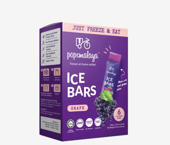 POPSMALAYA ICE BARS GRAPE 6X45ML (270ML) – GHIACCIOLI ALL'UVA DA CONGELARE