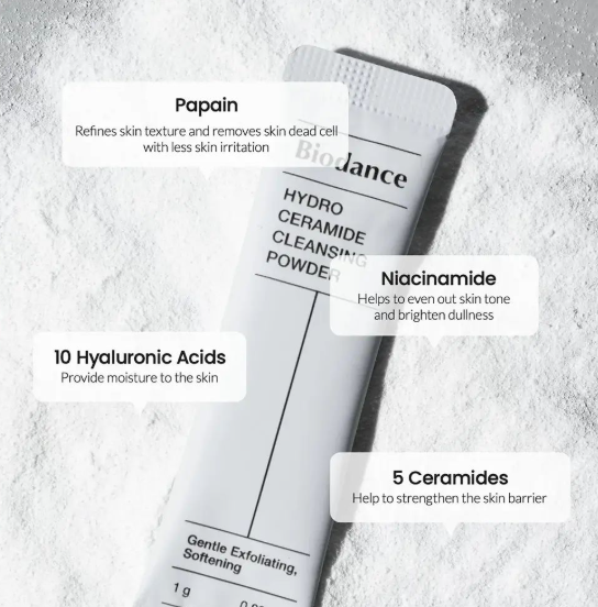 BIODANCE HYDRO CERAMIDE CLEANSING POWDER 1G – DETERGENTE VISO ENZIMATICO IN POLVERE CON CERAMIDI E ACIDO IALURONICO