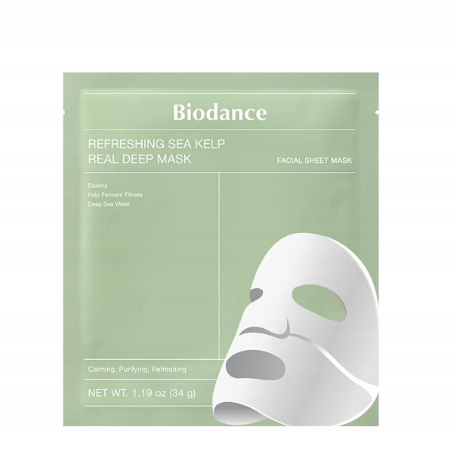 BIODANCE REFRESHING SEA KELP REAL DEEP MASK – MASCHERA VISO IN TESSUTO ALLE ALGHE MARINE 34G Mood Market