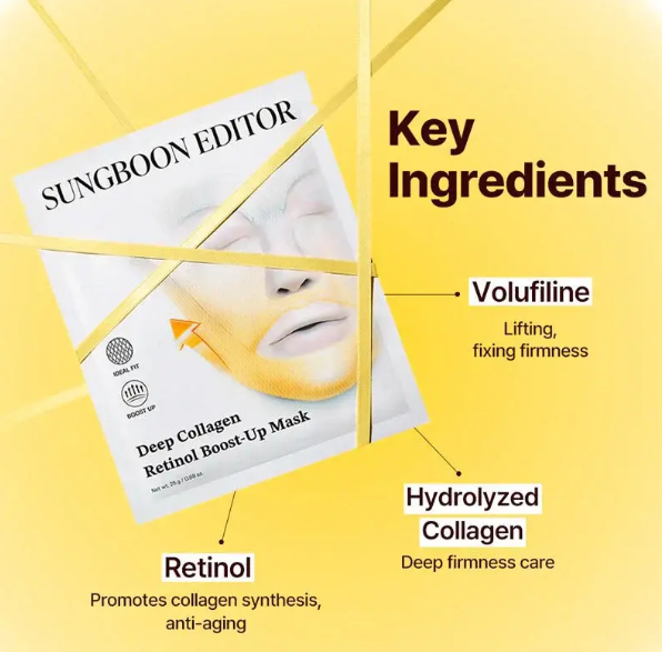 SUNGBOON EDITOR DEEP COLLAGEN RETINOL BOOST-UP MASK – MASCHERA VISO LIFTANTE AL COLLAGENE E RETINOLO 25G Mood Market
