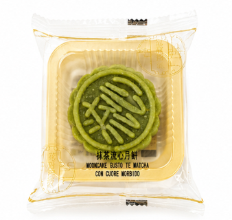 MOONCAKE GUSTO TÈ MATCHA CON CUORE MORBIDO – DOLCE TRADIZIONALE CINESE 45G Mood Market