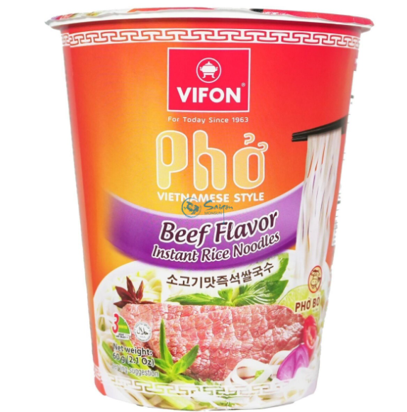VIFON PHO BÒ VIETNAMESE STYLE BEEF FLAVOUR NOODLES DI RISO ISTANTANEI IN CUP 60G Mood Market