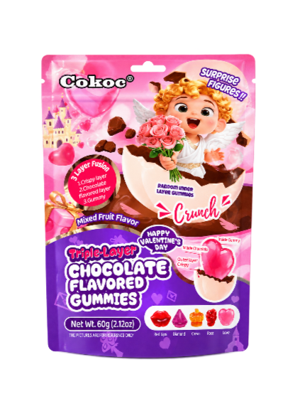 cokoc triple-layer chocolate flavored gummies caramelle gommose al gusto di cioccolato e frutta mista 60g Mood Market